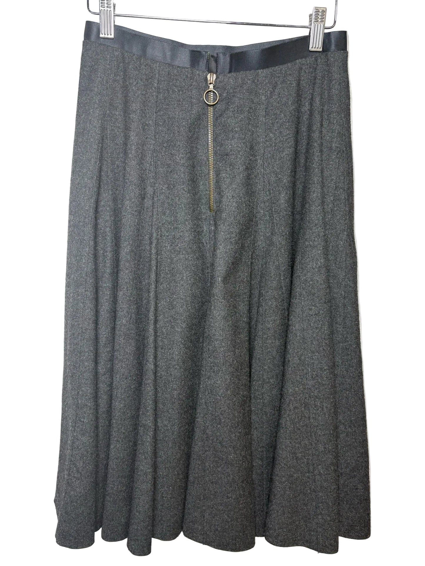 Women Size 38 French Lanvin Charcoal Wool Cashmere Vintage Pre-Owned Midi Skirt