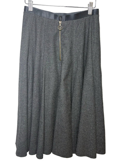 Women Size 38 French Lanvin Charcoal Wool Cashmere Vintage Pre-Owned Midi Skirt