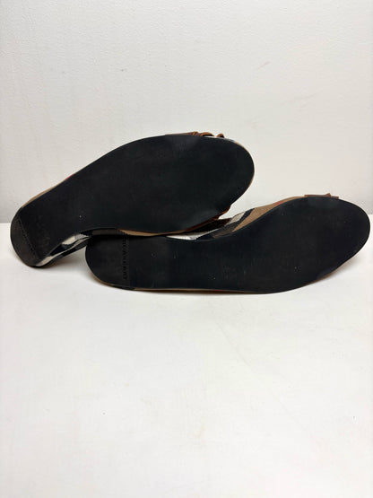 W Shoe Size 40 (10, US) Burberry multi brown Canvas, Leather Women's Flats