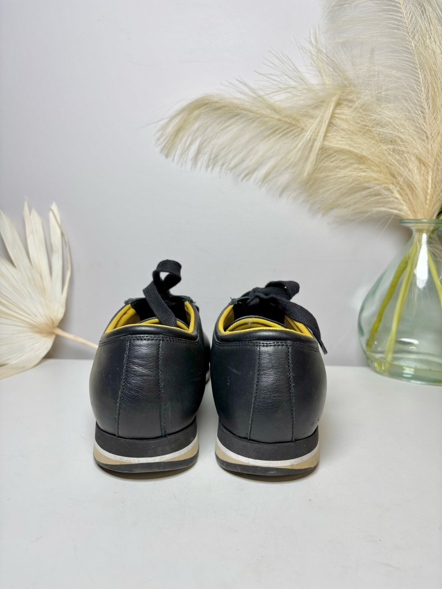 Salvatore Ferragamo Black Leather Solid Size 10 Men's Shoes