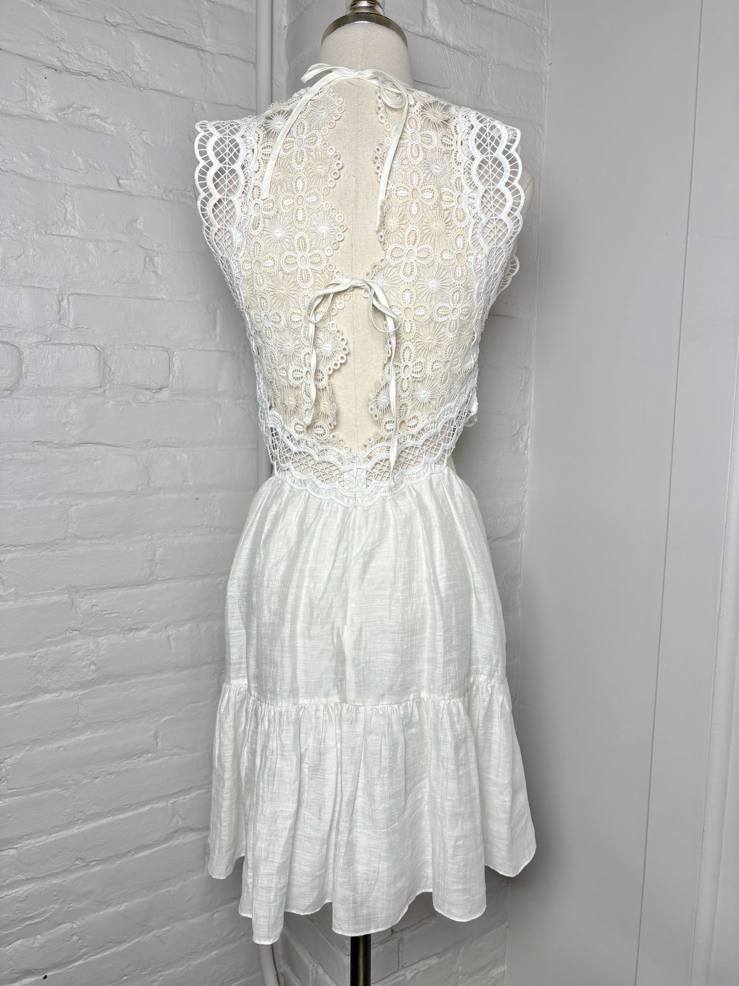 Women Size 36 Sandro White Crochet Not Vintage Dress