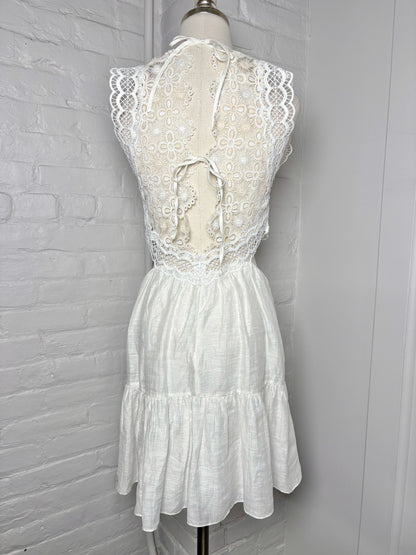 Women Size 36 Sandro White Crochet Not Vintage Dress