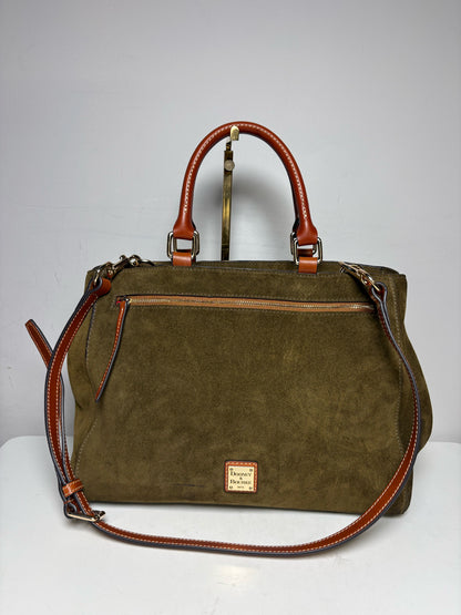 Women's Dooney & Bourke Solid Suede Pre-owned Olive Green Satchel