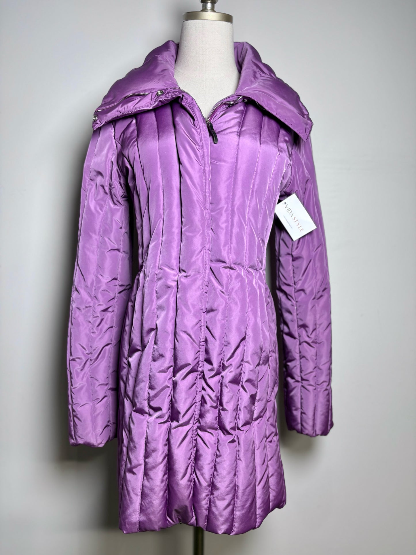 Women Size 6 Post Card Purple Puffer Down-Filled Coat