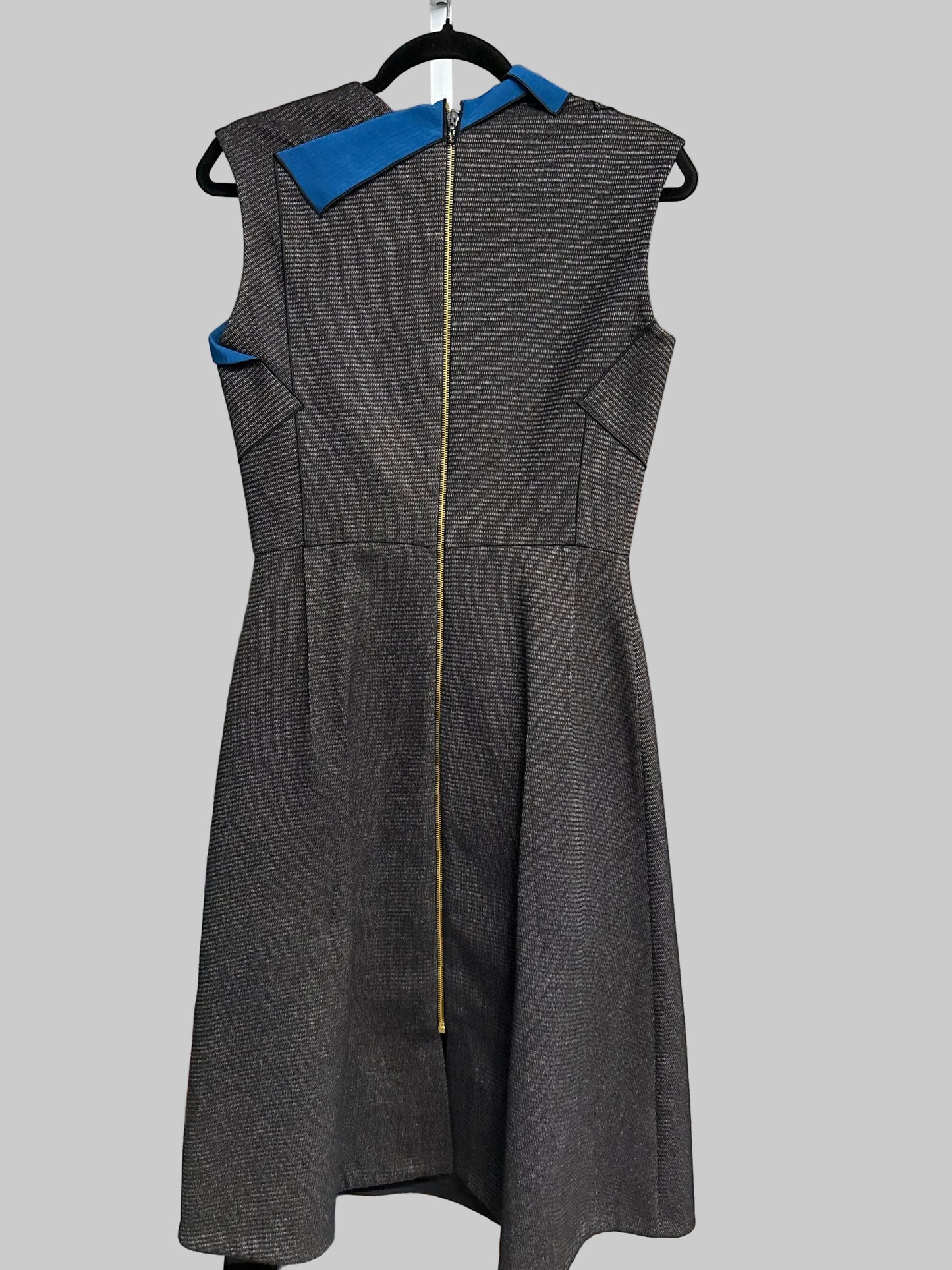 Women Size 8 Roland Mouret Dark Gray Tweed Midi Fit and Flare Dress