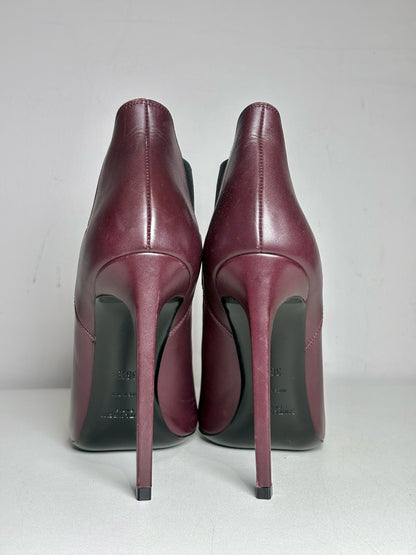 W Shoe Size 38.5 Saint Laurent Burgundy Leather Cowhide Women's Boots