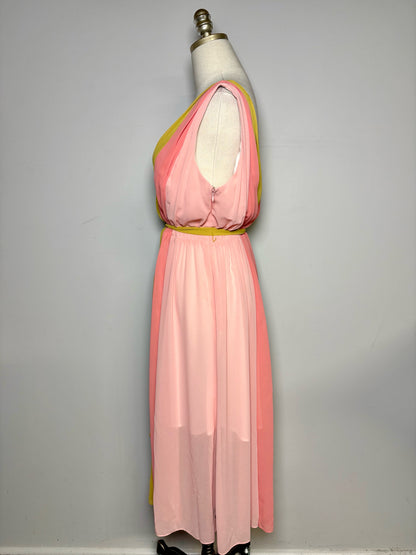Women Size 4 Hutch Pink, yellow, blue Colorblock Polyester NWT Dress