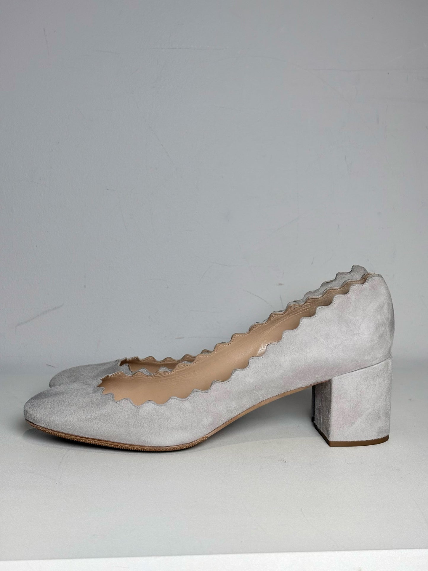 W Shoe Size 41 (10.5 US) Chloe Silver Suede Leather Women's Pre-owned Pump