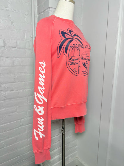 Women Size S Dsquared2 Salmon Graphic Print Water Sports Fun & Games Sweatshirt