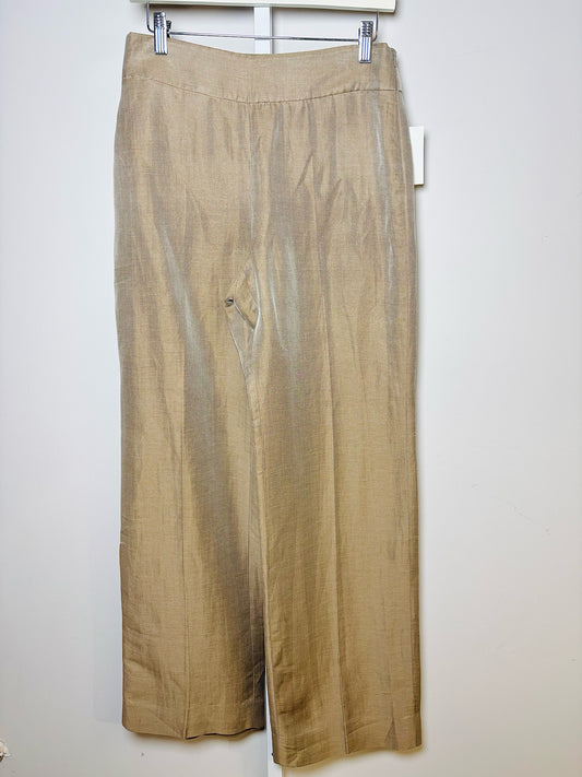 Women Size 6 Armani Collezioni Tan Silk Wide Leg Pants