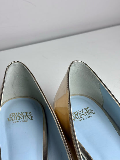 W Shoe Size 7.5 Frances Valentine Metallic Gold Vegan Leather Pre-owned Heels