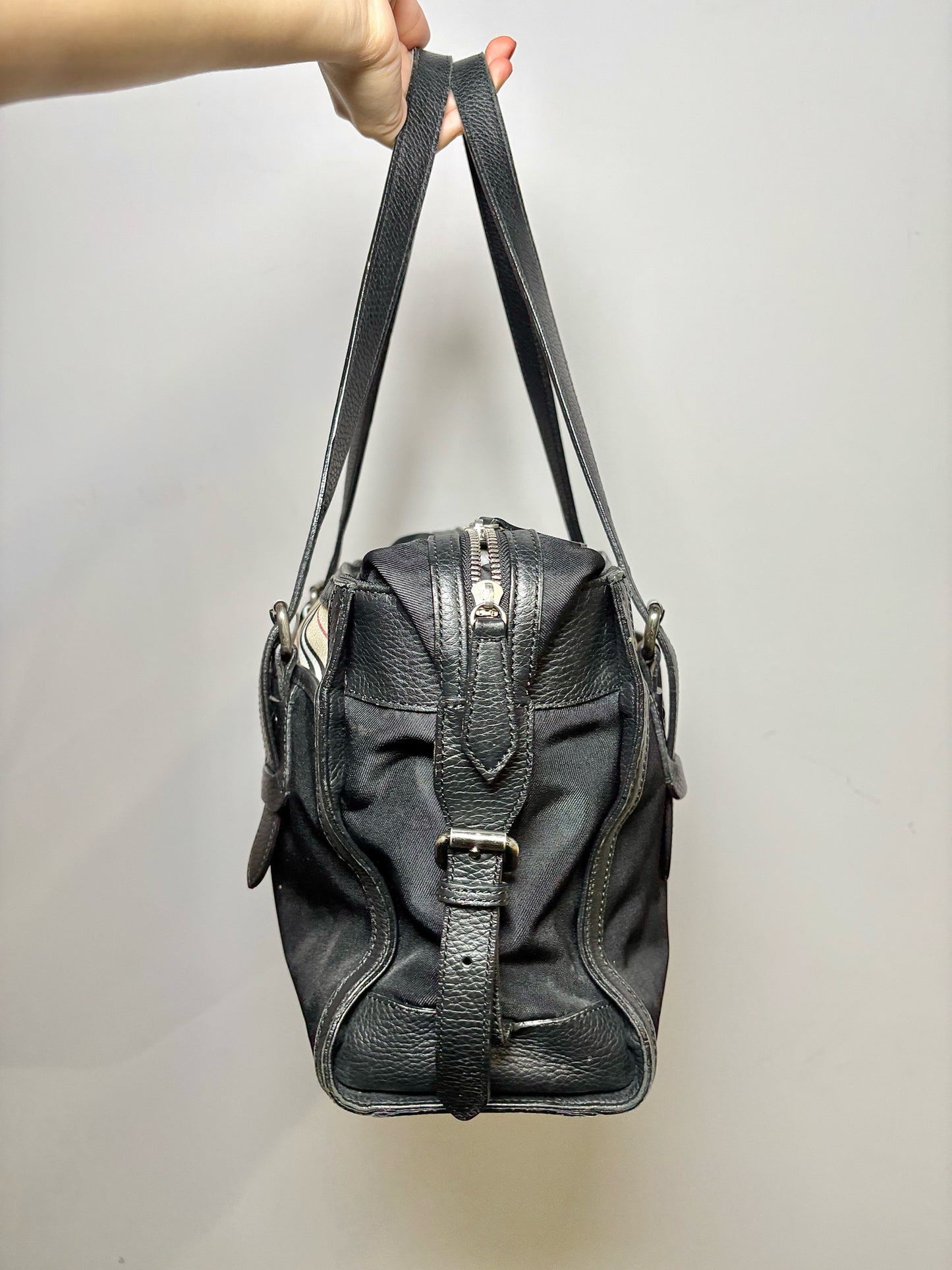 Burberry Nova Check Vintage Nylon Blend Black Purse