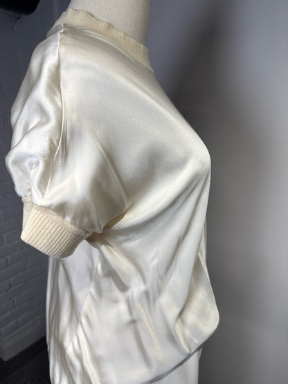 Women Size M Joseph Off White Solid Wool, Silk Sweater