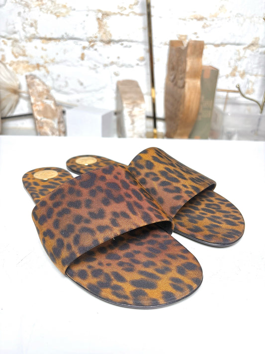 W Shoe Size 40 (10, US) Saint Laurent Brown, Black Animal Print Sandals