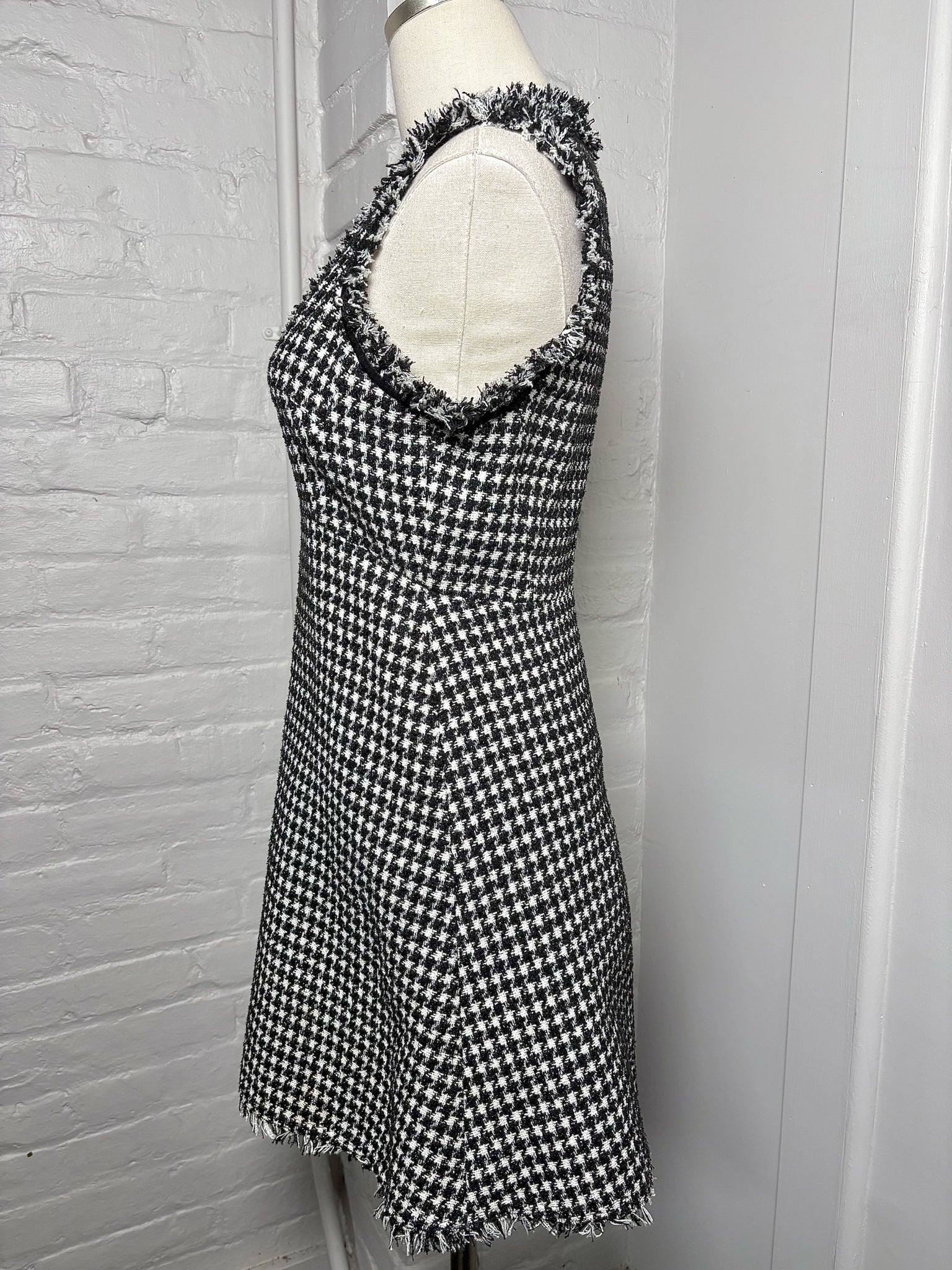 black and white houndstooth dress Black Strapless Crepe Midi Dress With Bubble Hem main image 1