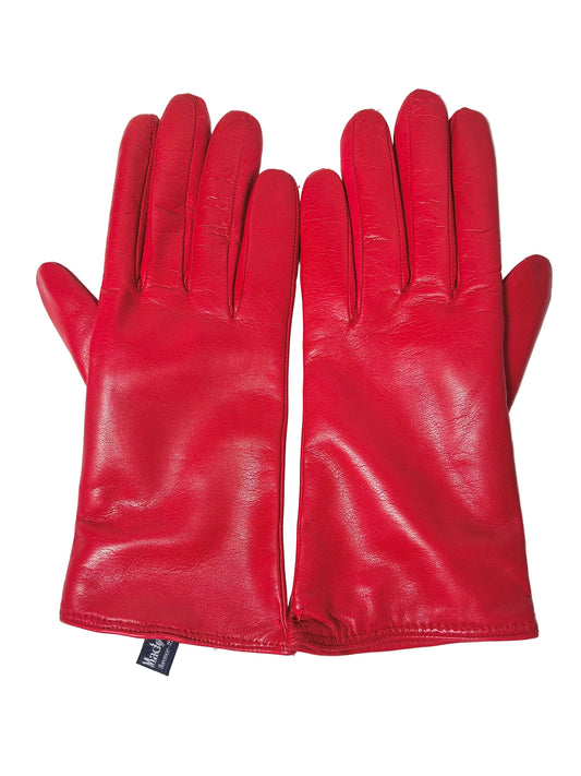 Madova Small Red Leather, Cashmere Ladies Gloves