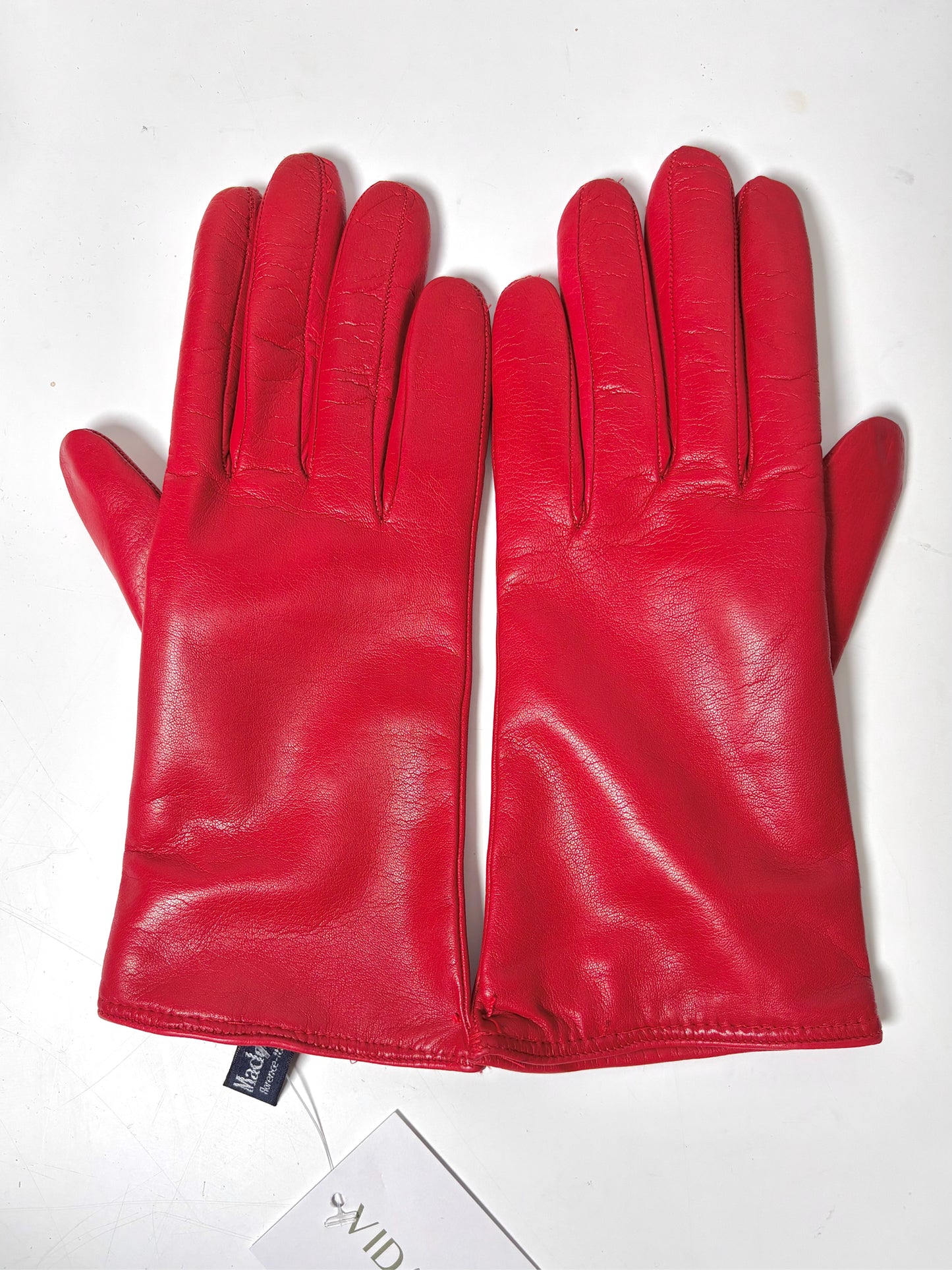 Madova Small Red Leather, Cashmere Ladies Gloves