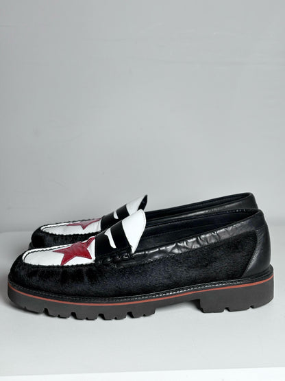 G.H Bass & Co Black, White, Red Leather Pre-Owned Men's Size 11 Men's Loafers