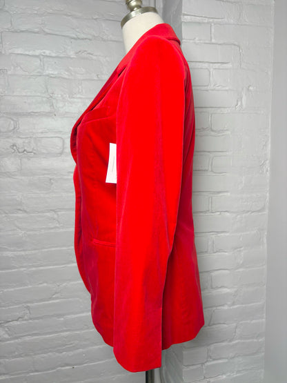 Women Size 4 Theory Red Velvet Blazer