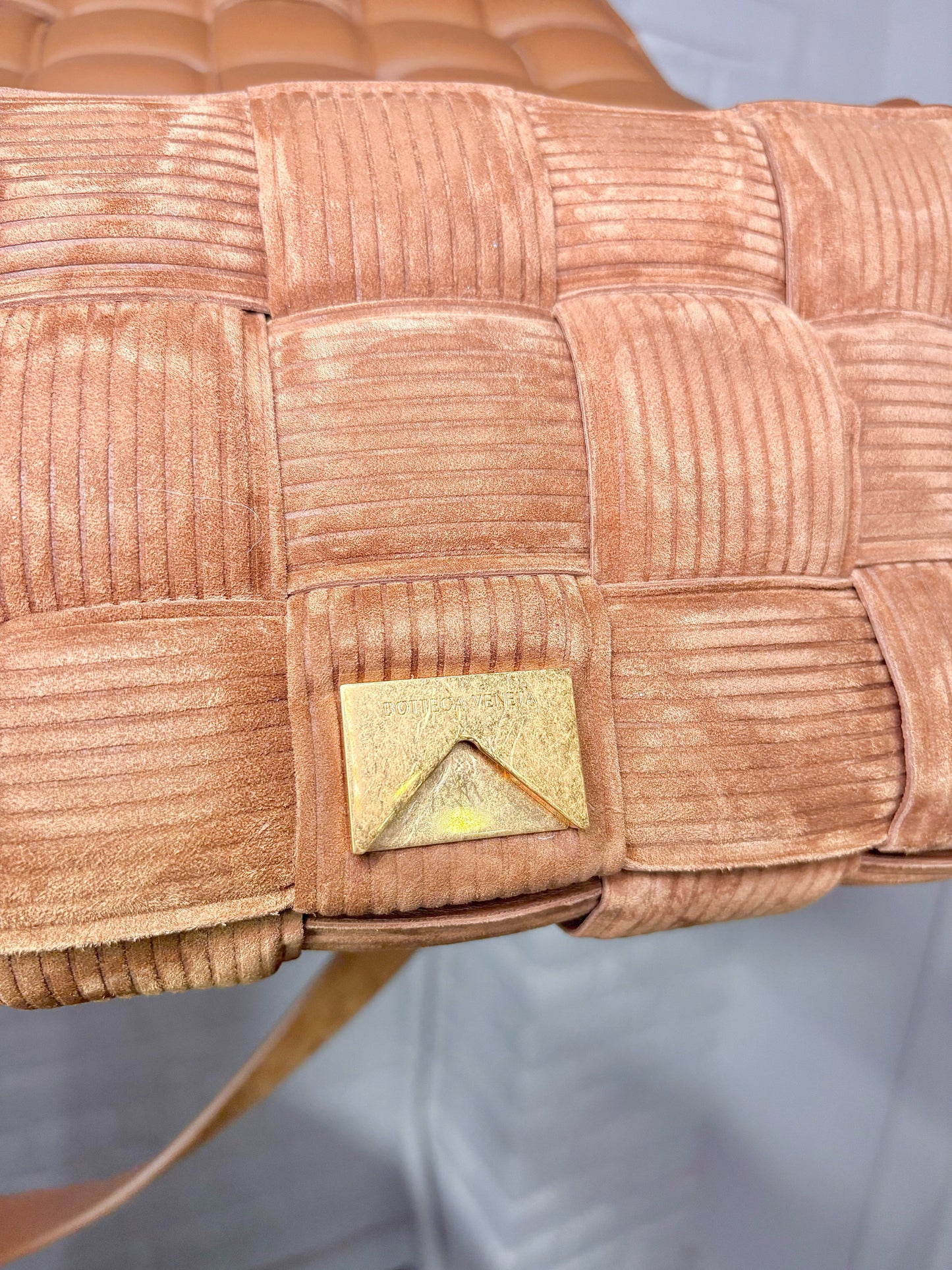 Bottega Veneta Weave Suede Brown Medium Purse