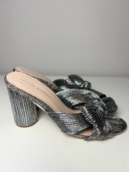 W Shoe Size 8.5 Loeffler Randall Silver Italian Lame Heels
