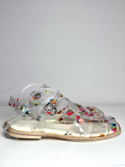 W Shoe Size 10 Freda Salvador Sera Fisherman Pressed Flower PVC Pre-owned Sandal