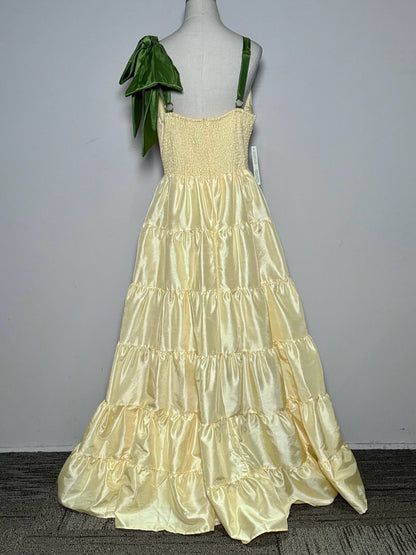 Women Size XL Hutch Pale Yellow Green Shoulder Ties Pre-owned, NWT Dress