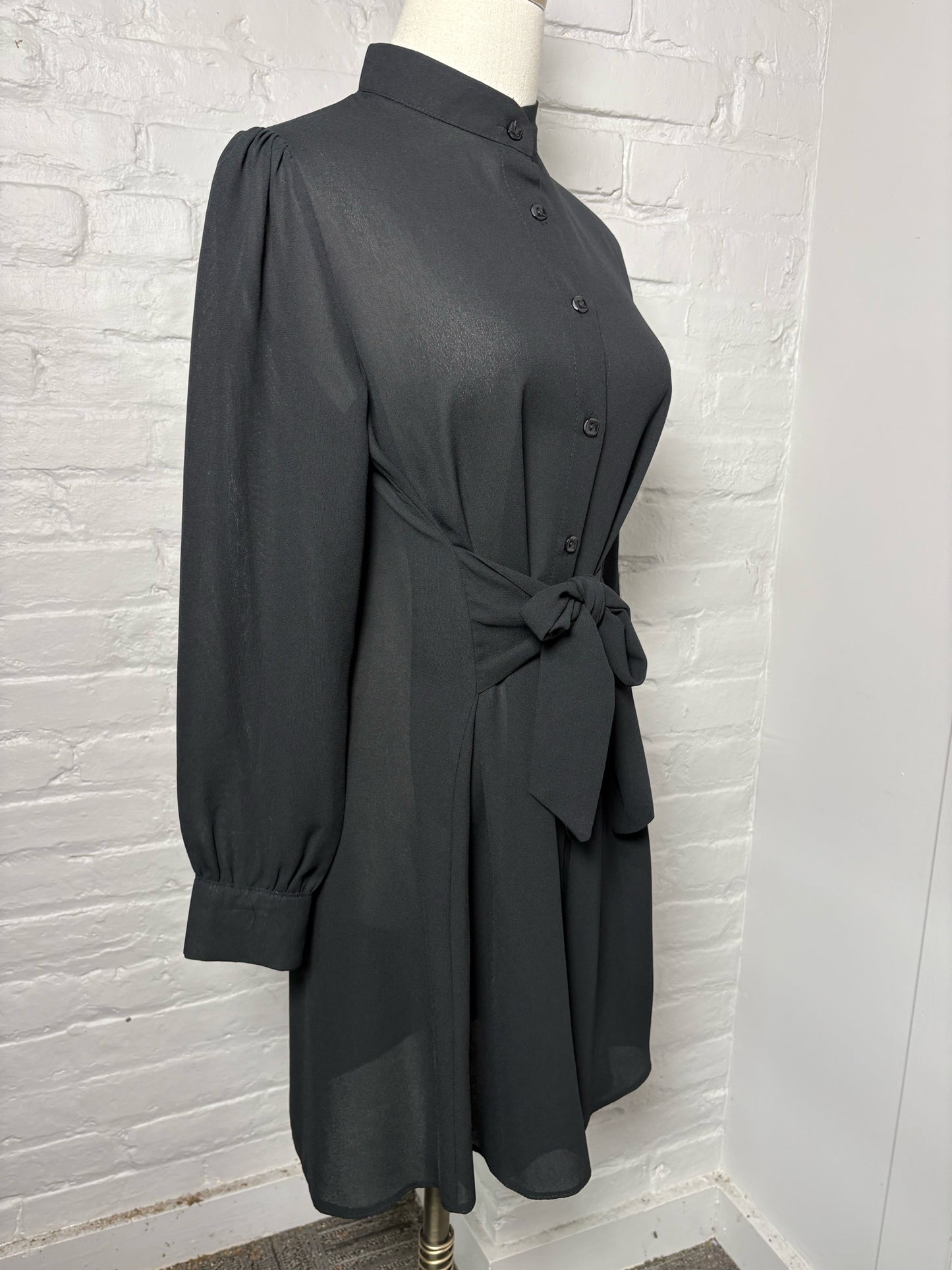 Women Size 38 (2 US) Ayna Black Long Sleeves Shirt Dress