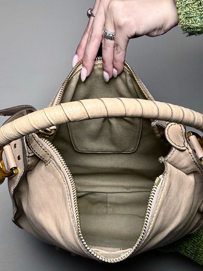 Leather Chloe Marcie Beige Shoulder Hobo Bag | Pre-owned