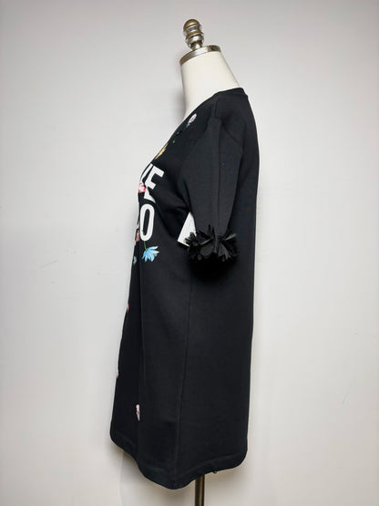 Women's Size 4 Love Moschino Black Floral Cotton Blend Pre-Owned Knee-Length Dress