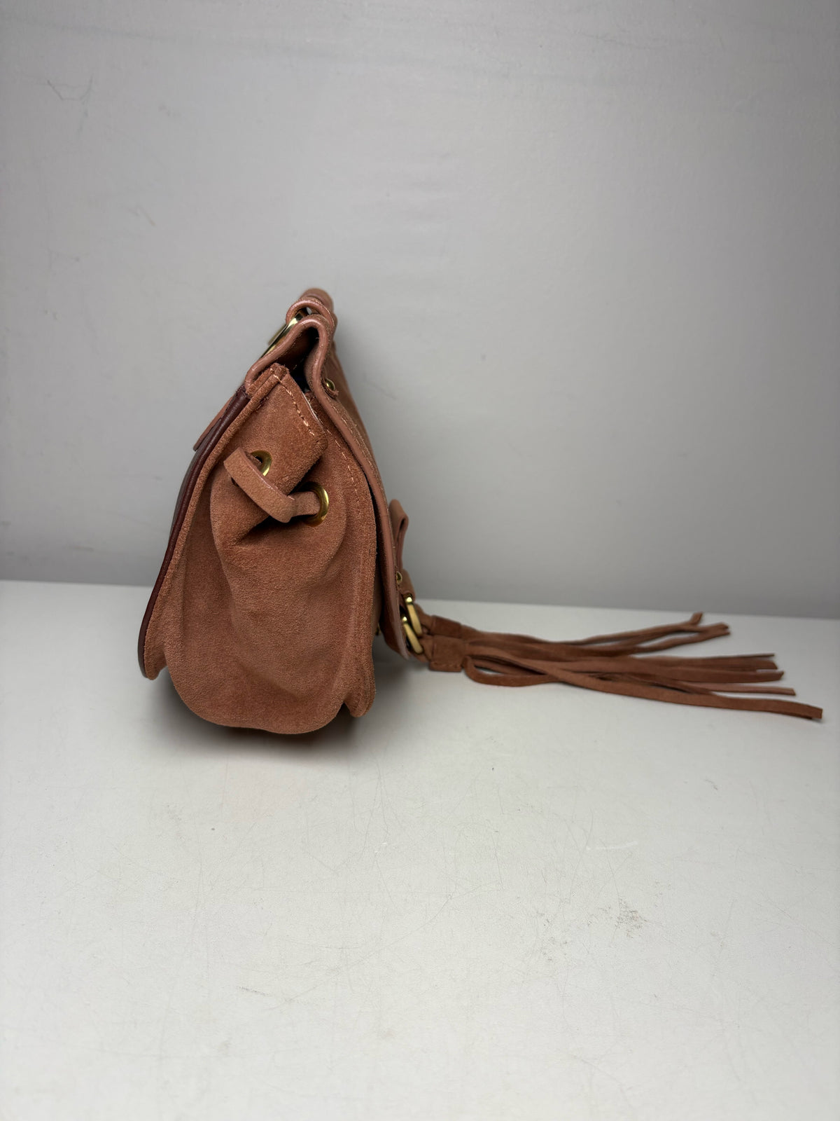 Women's See by Chloé Collins Small Auburn Leather Suede Pre-Owned Saddle Crossbody Bag