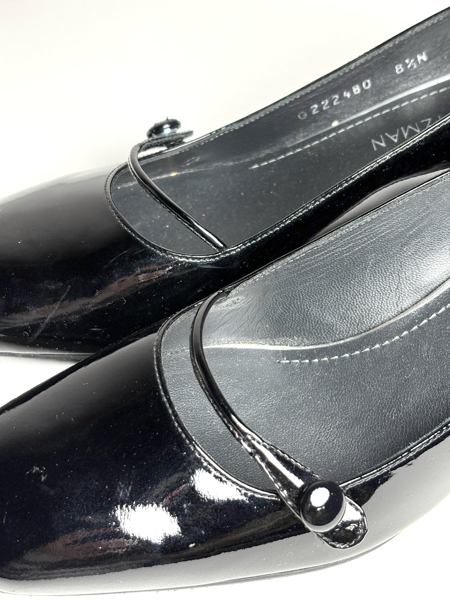 W Shoe Size 8.5N Stuart Weitzman Black Patent Leather Women's Pre-owned Pump