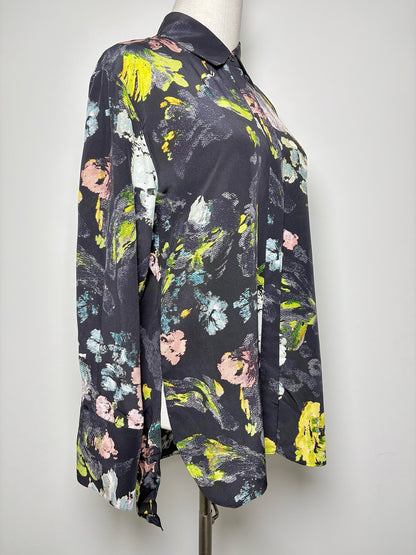 Women Size 36 Joseph Black, pink, yellow Floral Silk Blouse