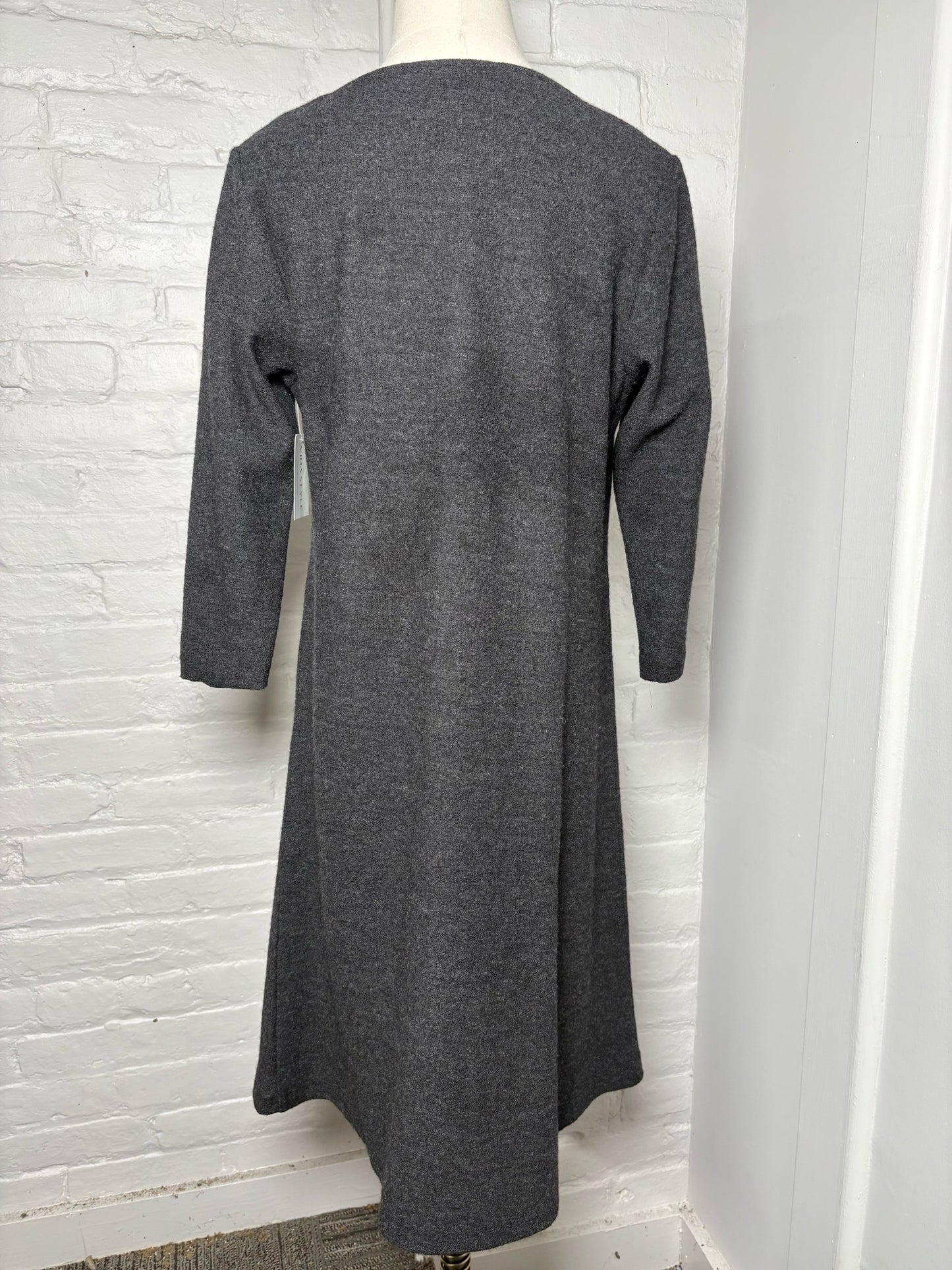 Women Size S Eileen Fisher Charcoal Solid Wool Dress