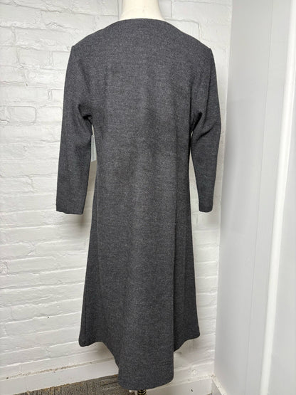 Women Size S Eileen Fisher Charcoal Solid Wool Dress