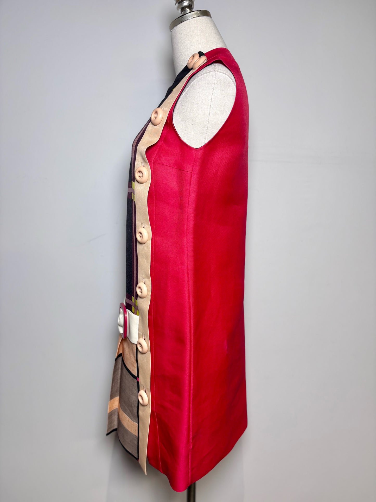 Prada Multi-Color Colorblock Shift Mod-Style Wool/Silk Sz 38 Pre-owned Dress