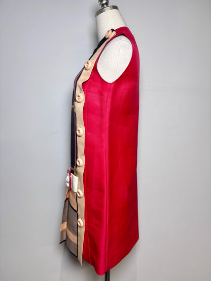 Prada Multi-Color Colorblock Shift Mod-Style Wool/Silk Sz 38 Pre-owned Dress