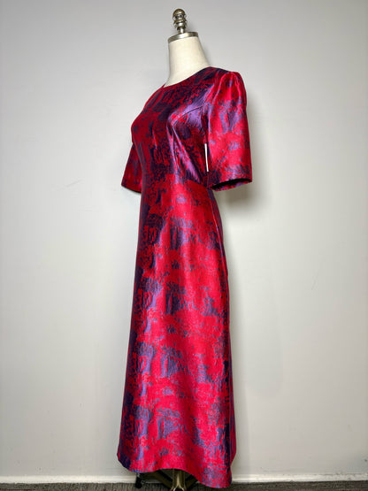Women Size M Tuckernuck Purple, Red Jacquard Poly Blend Women's Pre-owned Dress
