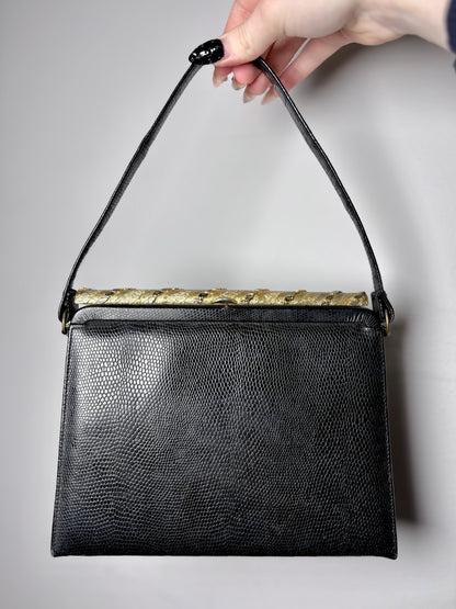 Bags by Supreme Solid Vintage Leather Pre-owned Black Evening Purse