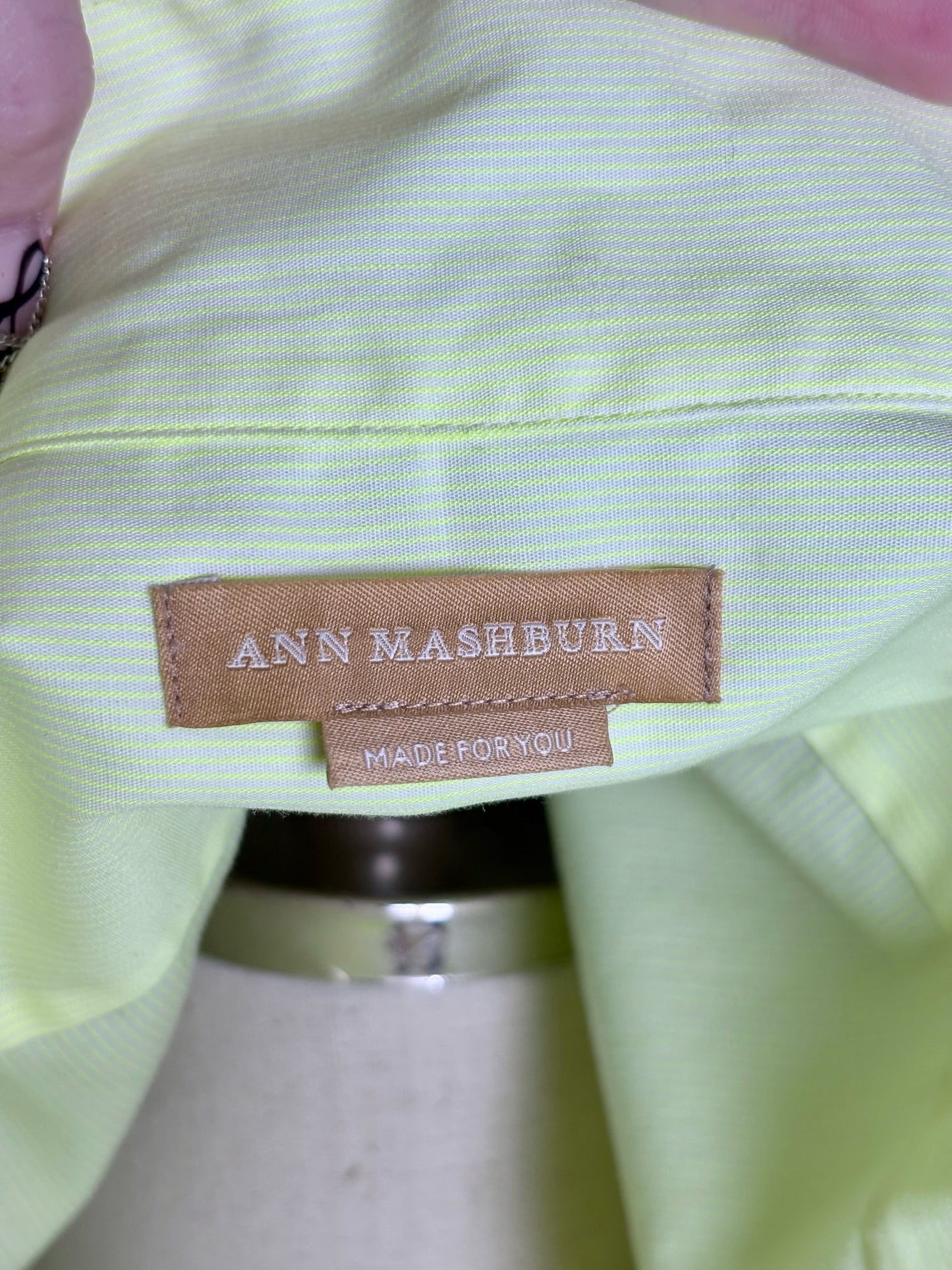 Women Size M Ann Mashburn Lime Green Solid Women's Pre-owned Shirt
