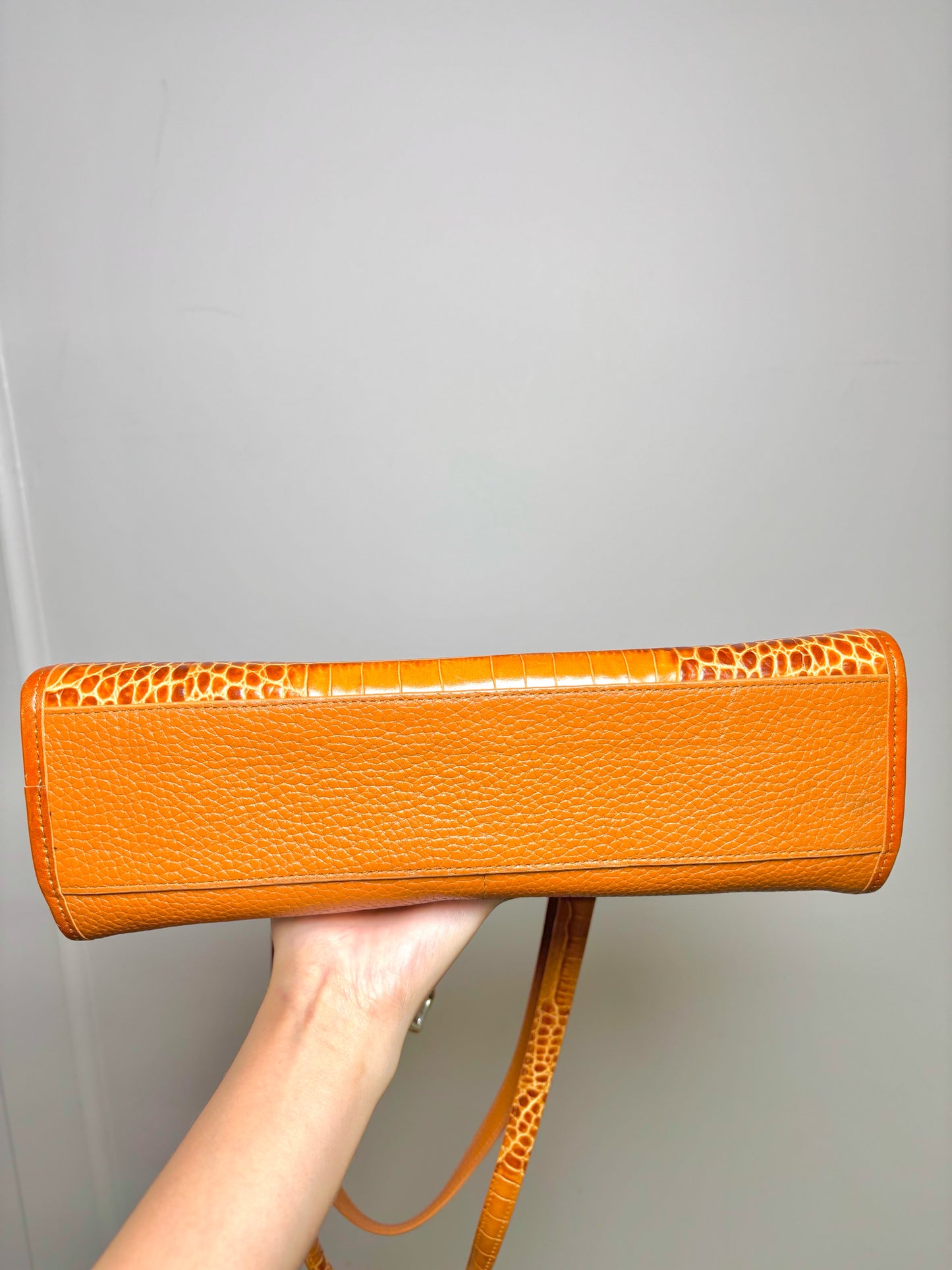 Leather Brighton Croc Embossed Leather Brown Small Purse