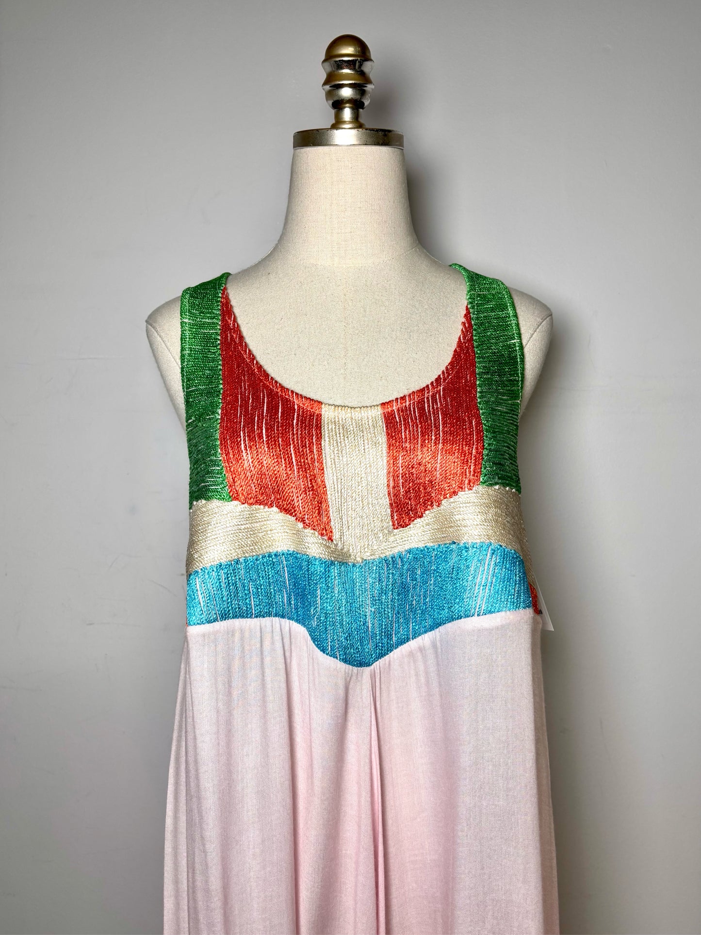 Women Size S Mara Hoffman Pink Solid w/Embroidery Midi Dress
