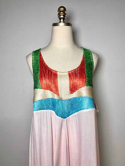 Women Size S Mara Hoffman Pink Solid w/Embroidery Midi Dress