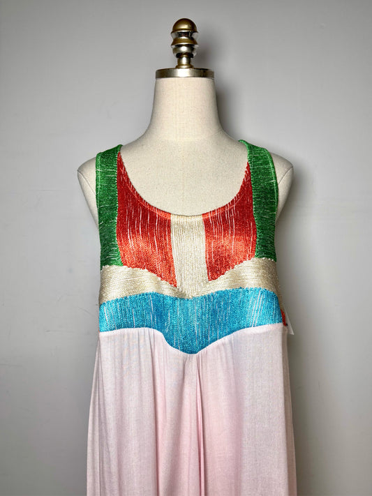 Women Size S Mara Hoffman Pink Solid w/Embroidery Midi Dress