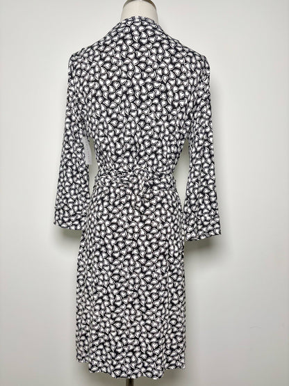 Women Size 10 Diane Von Furstenberg Black, White Hearts Dress