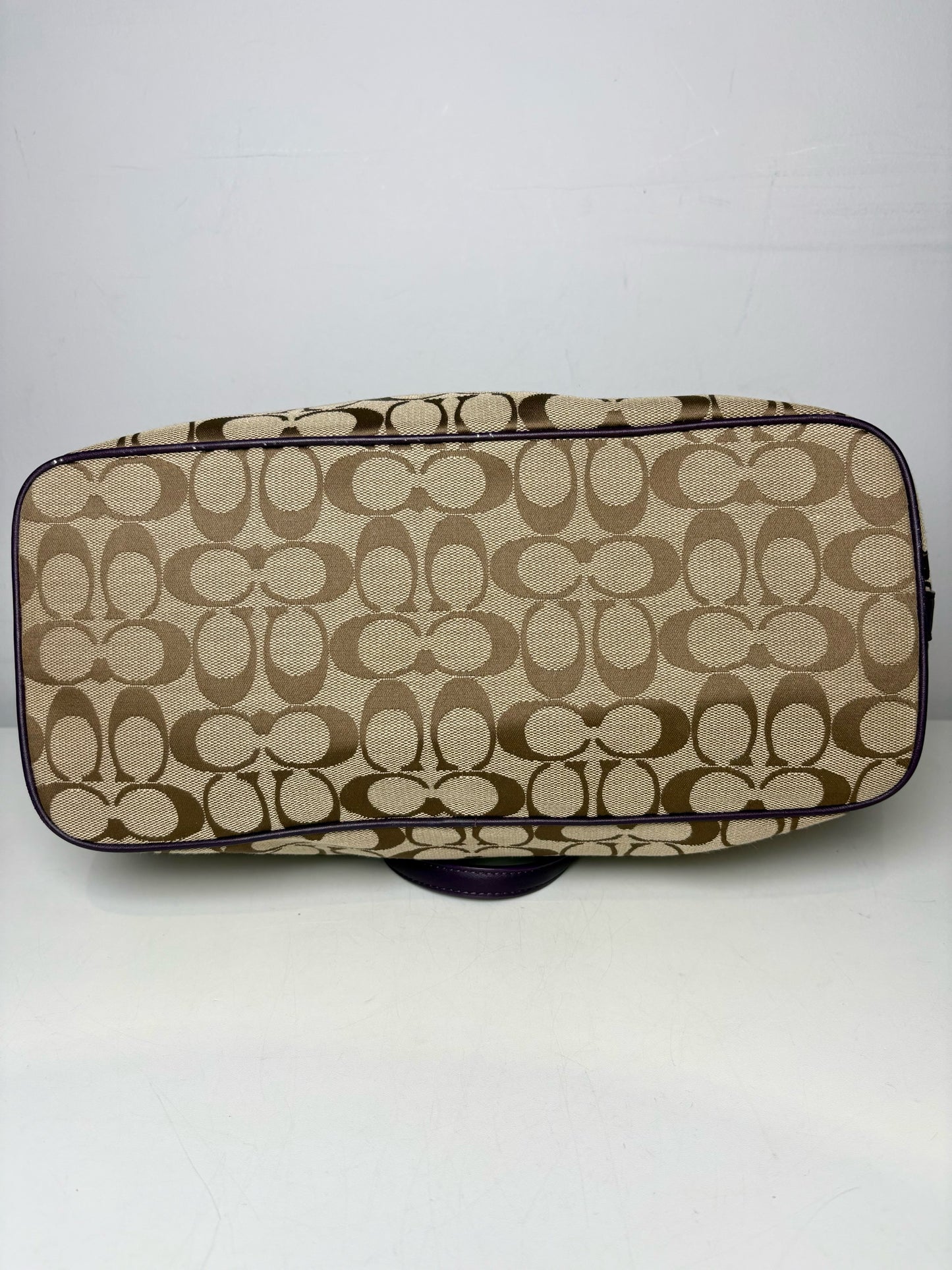 Coach Leather Trim Pre-owned Logo Canvas, Leather Tote Bag