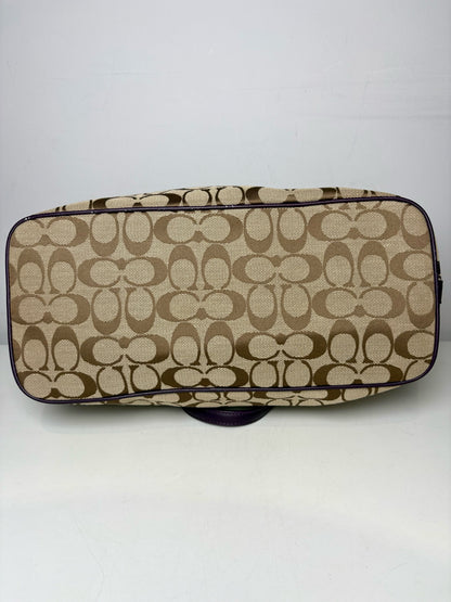 Coach Leather Trim Pre-owned Logo Canvas, Leather Tote Bag