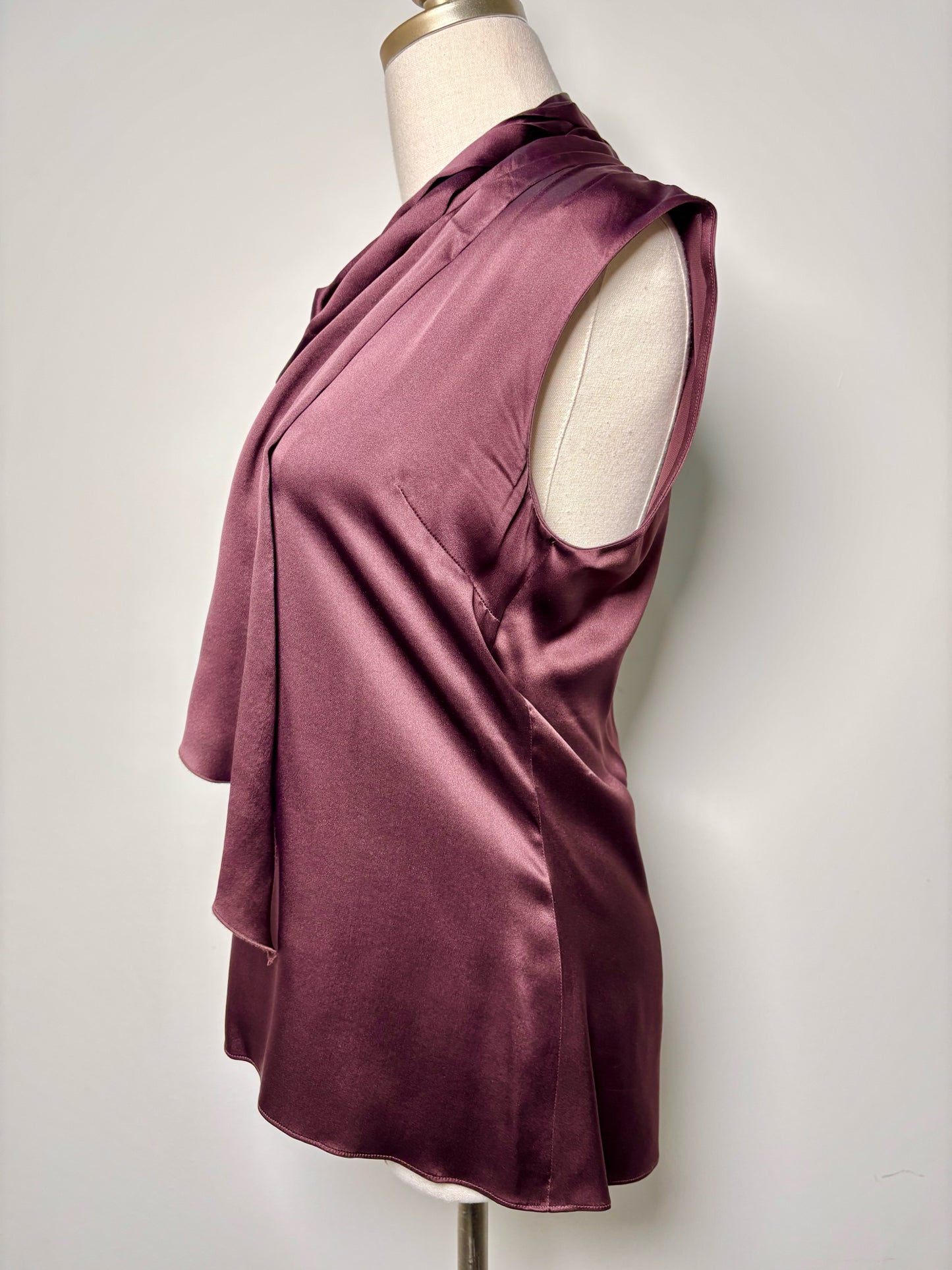 Women Size 38 (S, US) Scherrer Wine Solid Silk Vintage Blouse