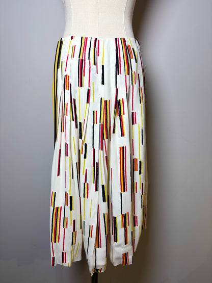 Women Size 6 Prada Yellow Red Black Stripe Viscose Skirt