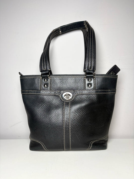 Women's Coach Solid Vintage Leather Pre-owned; Fair Black Leather Medium Purse